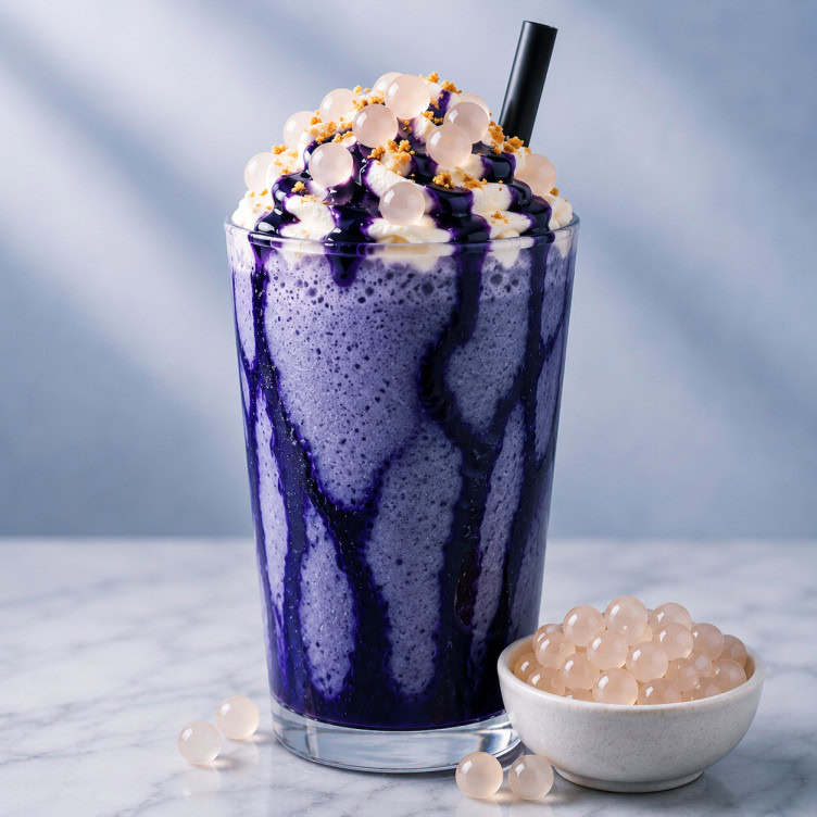 Blueberry velvet boba shake