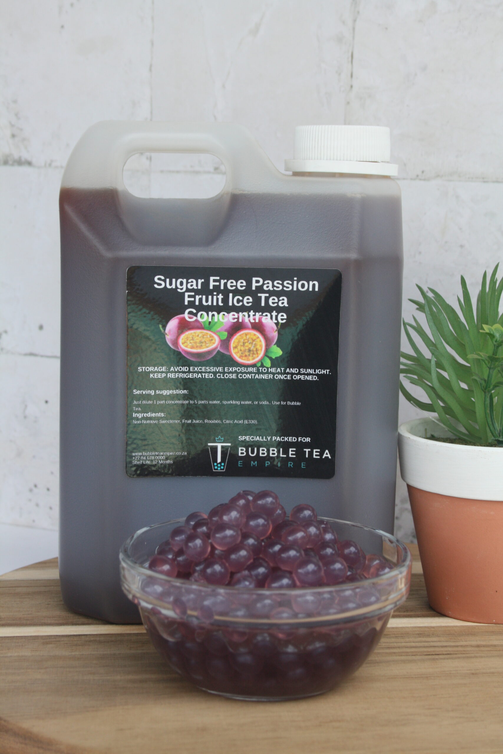 Sugar Free Passion Fruit Ice Tea with Grape Popping Boba