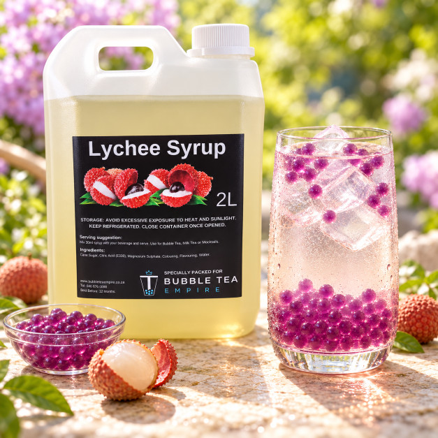 Litchi Syrup and Grape Popping Boba