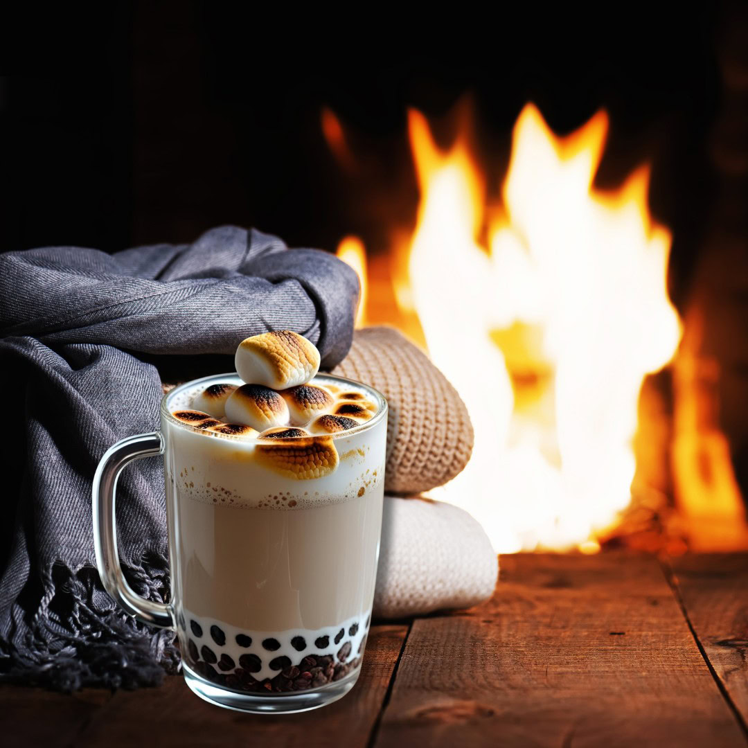 Toasted Cocoa Rooibos Boba with Burnt Marshmallow